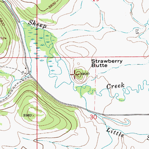 Topographic Map of Strawberry Butte, MT