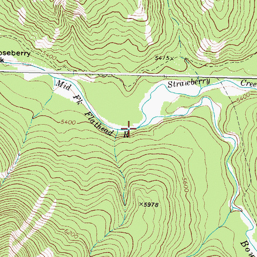 Topographic Map of Strawberry Creek, MT