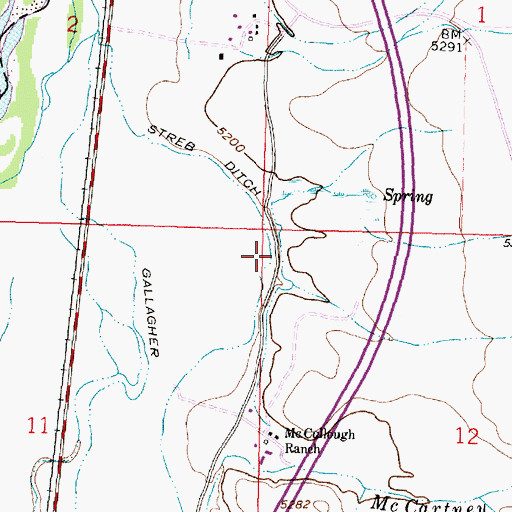 Topographic Map of Streb Ditch, MT