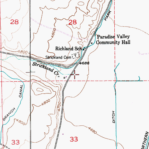 Topographic Map of Strickland Creek, MT