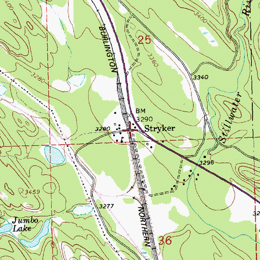 Topographic Map of Stryker, MT