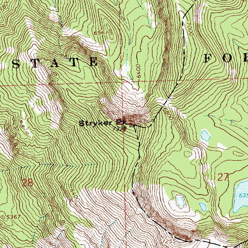 Topographic Map of Stryker Peak, MT