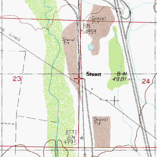 Topographic Map of Stuart, MT
