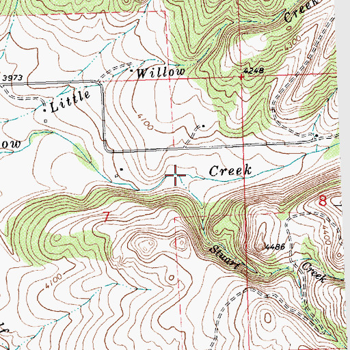 Topographic Map of Stuart Creek, MT