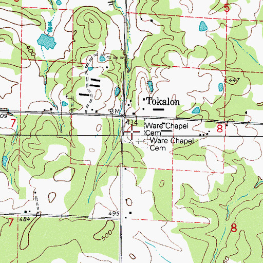 Topographic Map of Ware Chapel Cemetery, AR