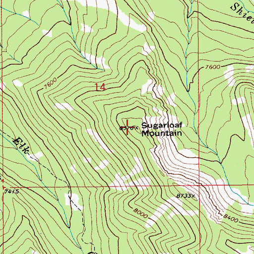 Topographic Map of Sugar Loaf Mountain, MT