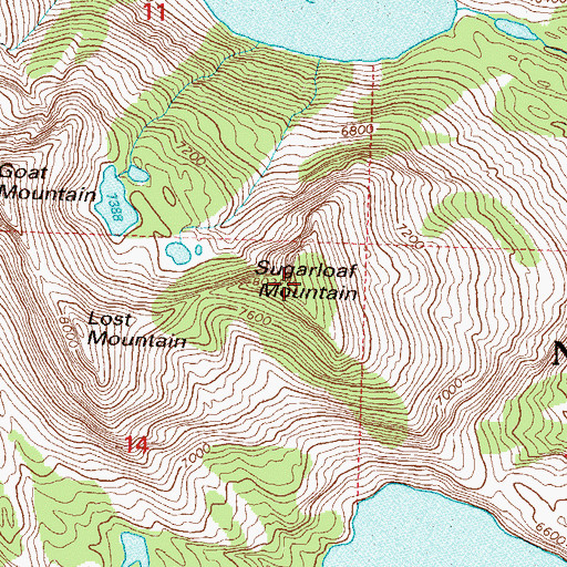 Topographic Map of Sugarloaf Mountain, MT