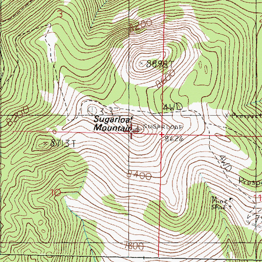 Topographic Map of Sugarloaf Mountain, MT