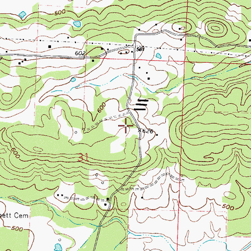 Topographic Map of Whippoorwill Church (historical), AR