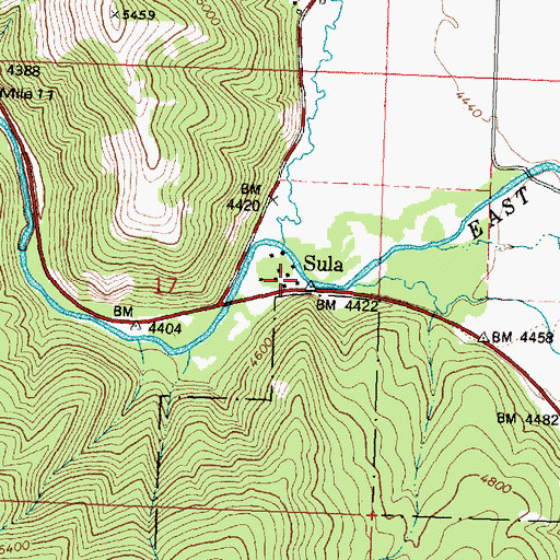 Topographic Map of Sula, MT