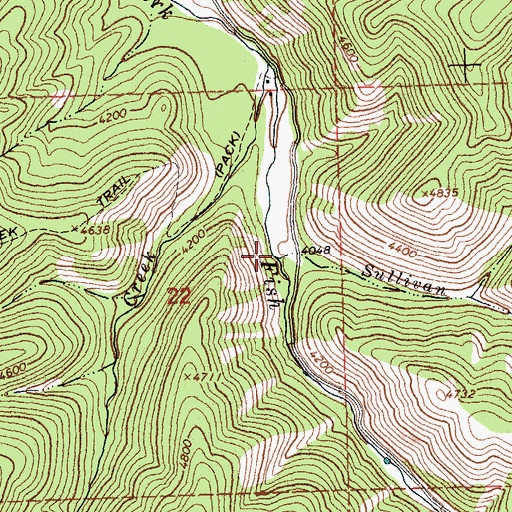 Topographic Map of Sullivan Creek, MT