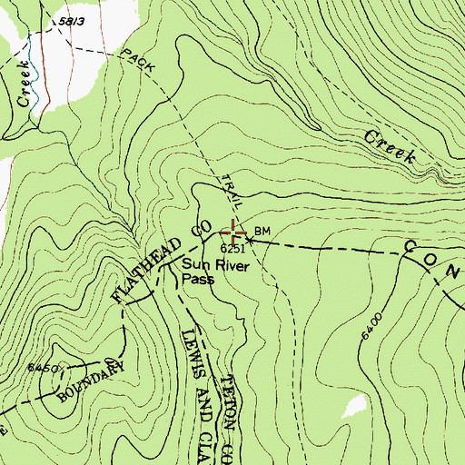 Topographic Map of Sun River Pass, MT