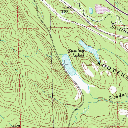 Topographic Map of Sunday Lakes, MT