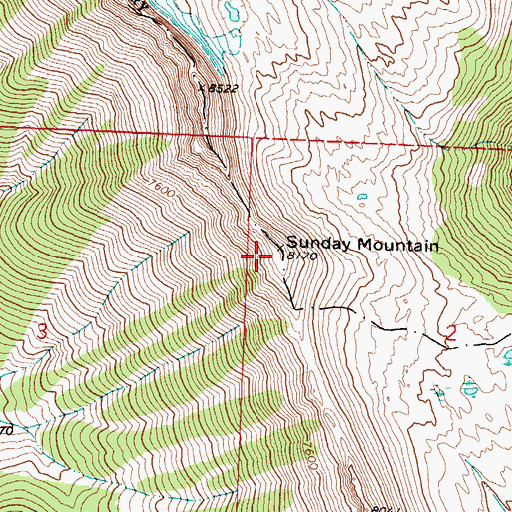 Topographic Map of Sunday Mountain, MT