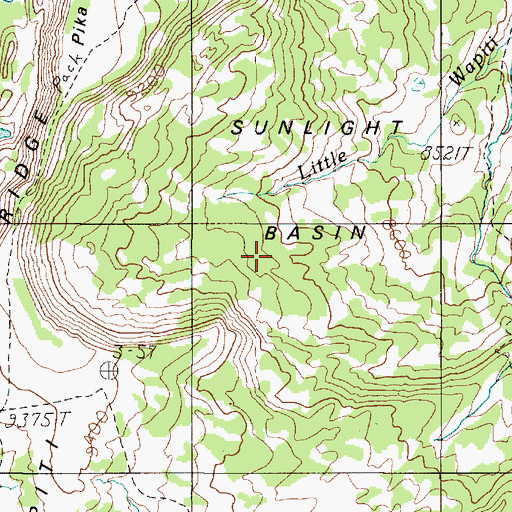 Topographic Map of Sunlight Basin, MT