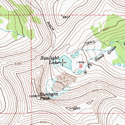 Topographic Map of Sunlight Lake, MT