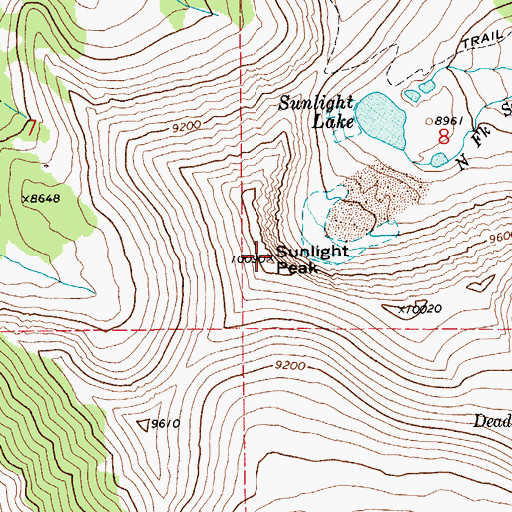 Topographic Map of Sunlight Peak, MT