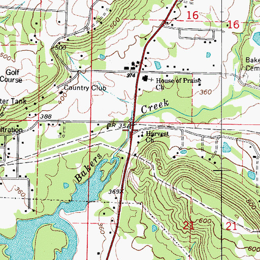 Topographic Map of Baker Creek (historical), AR