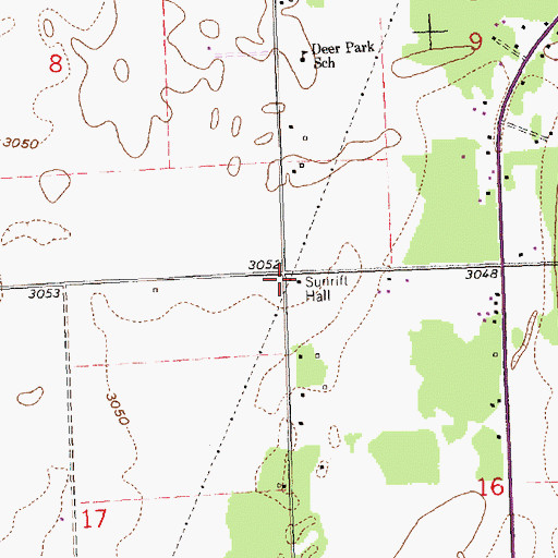 Topographic Map of Sunrift Hall, MT