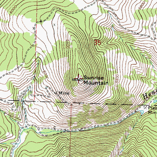 Topographic Map of Sunrise Mountain, MT