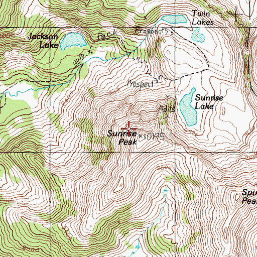 Topographic Map of Sunrise Peak, MT