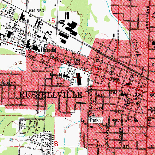 Topographic Map of Heritage Square Shopping Center (historical), AR