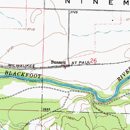 Topographic Map of Sunset, MT