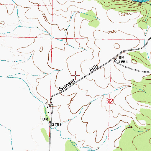 Topographic Map of Sunset Hill, MT