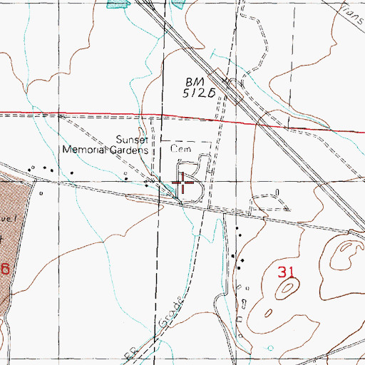Topographic Map of Sunset Memorial Gardens, MT