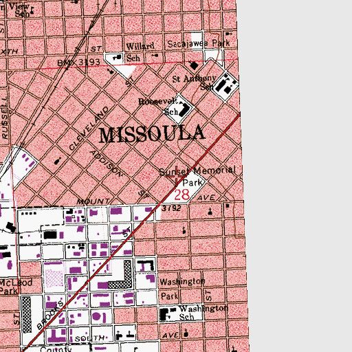 Topographic Map of Sunset Memorial Park, MT