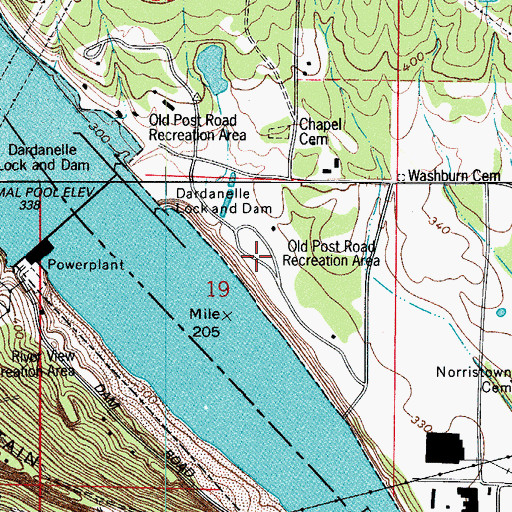 Topographic Map of Old Post Road Public Use Area, AR