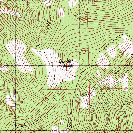 Topographic Map of Sunset Peak, MT