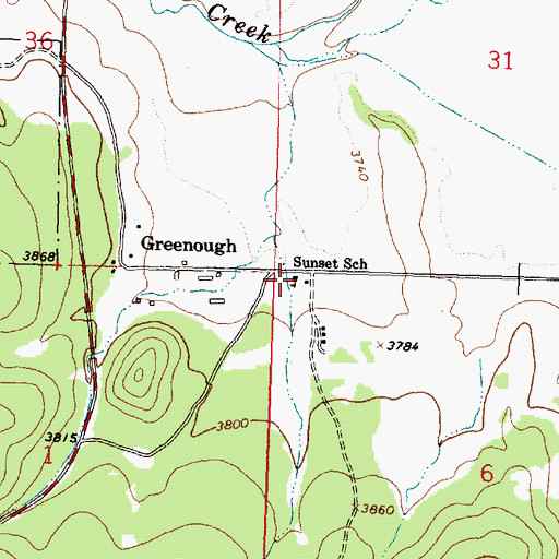 Topographic Map of Sunset School, MT