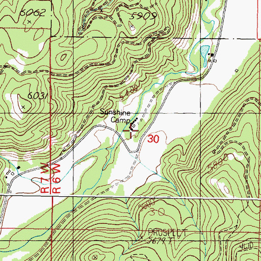 Topographic Map of Sunshine Camp, MT
