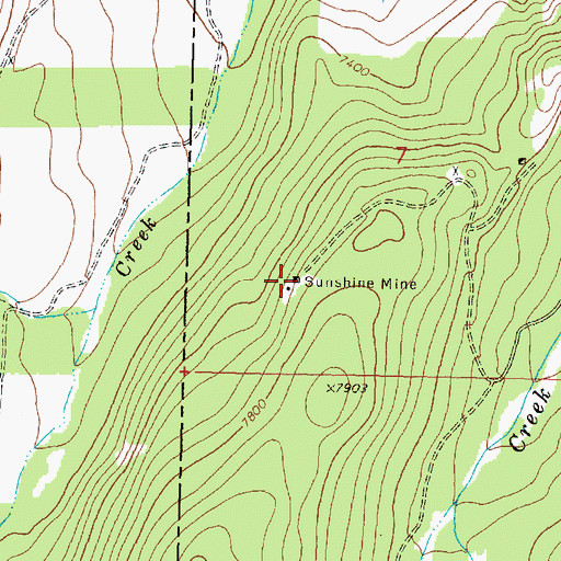 Topographic Map of Sunshine Mine, MT