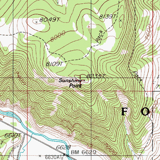 Topographic Map of Sunshine Point, MT
