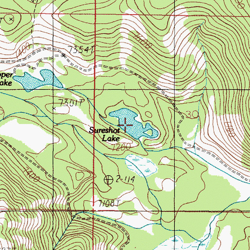 Topographic Map of Sureshot Lake, MT