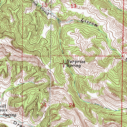 Topographic Map of Surprise Spring, MT