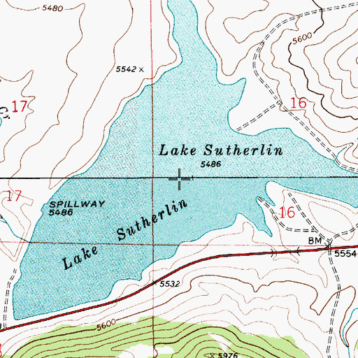 Topographic Map of Lake Sutherlin, MT