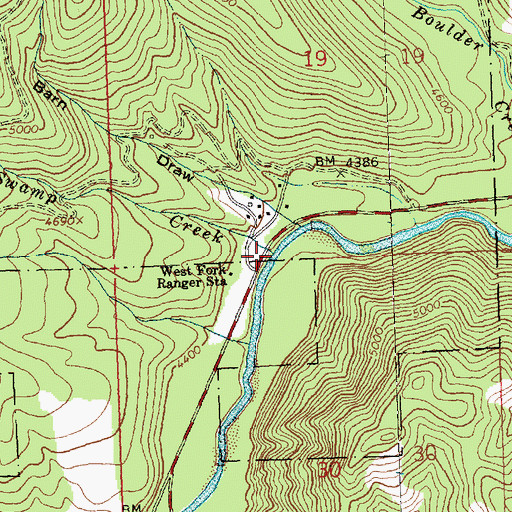 Topographic Map of Swamp Creek, MT