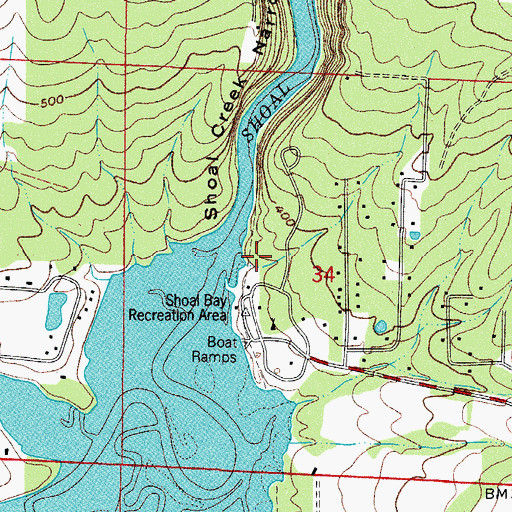 Topographic Map of Shoal Bay Recreation Area, AR