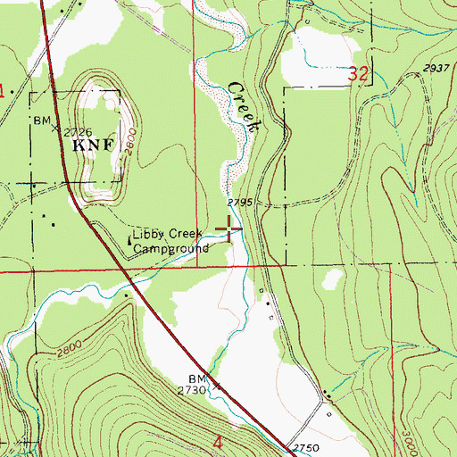 Topographic Map of Swamp Creek, MT