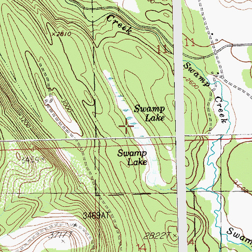 Topographic Map of Swamp Lake, MT