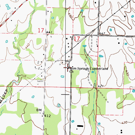 Topographic Map of Gum Springs Cumberland Presbyterian Church, AR