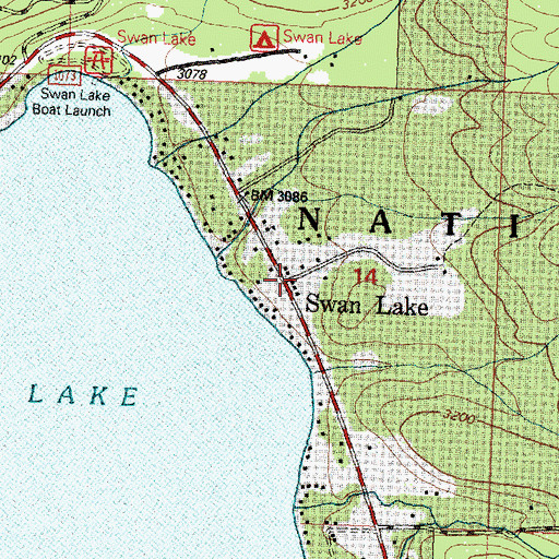 Topographic Map of Swan Lake, MT