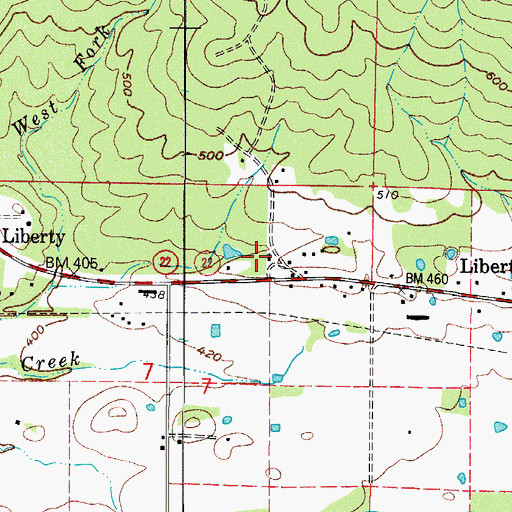 Topographic Map of New Liberty Church, AR
