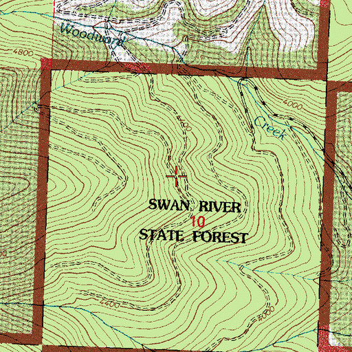 Topographic Map of Swan River State Forest, MT