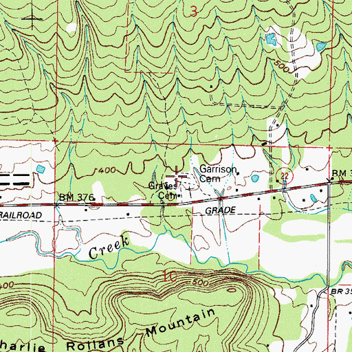 Topographic Map of Garrison Cemetery, AR