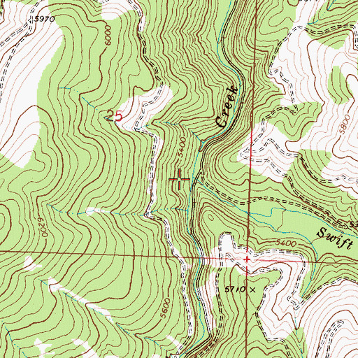 Topographic Map of Swift Creek, MT