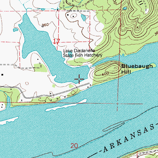 Topographic Map of Lake Dardanelle State Fish Hatchery, AR